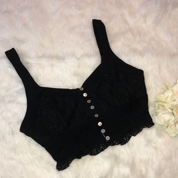 Free People Other - Free People Here I Go Black Lace Ruffle Bralette